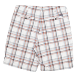 CHAPS Mens Shorts White & Orange Plaid Casual XL W36 Stylish Cotton Blend