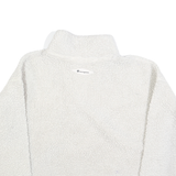 CHAMPION Womens White Polar Fleece Patterned 1/4 Zip Jumper M Lightweight Soft