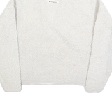 CHAMPION Womens White Polar Fleece Patterned 1/4 Zip Jumper M Lightweight Soft