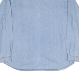 JORDACHE Mens Blue Denim Shirt XL Cotton Blend Casual Long Sleeve Button Pockets