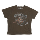 LOONEY TUNES Mens Brown Tasmanian Devil Motor Freaks Graphic T-Shirt XL Short