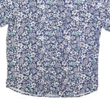 LEE Mens Blue & White Floral Shirt XL Short Sleeve Cotton Blend Button Collar