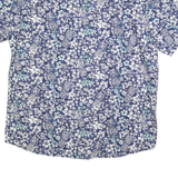 LEE Mens Blue & White Floral Shirt XL Short Sleeve Cotton Blend Button Collar