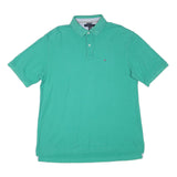 TOMMY HILFIGER Mens Green Cotton Blend Plain XL Polo Shirt Short Sleeve Classic