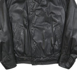 ITALLO Mens Black Leather Button Jacket L Leather Classic Casual Stylish