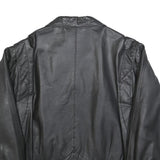 ITALLO Mens Black Leather Button Jacket L Leather Classic Casual Stylish