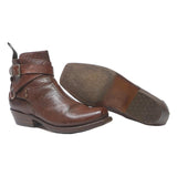 ADAMS BOOT Womens Ankle Boots Leather Brown UK 7 Stylish Buckle Detailing