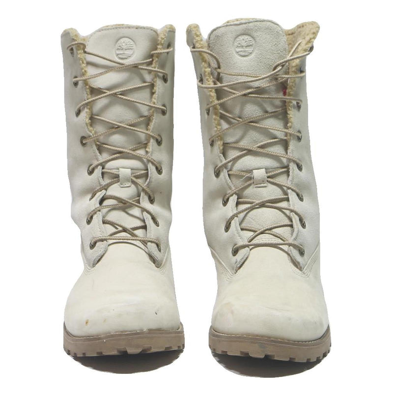 TIMBERLAND Womens Lace-Up Ankle Boots Leather Cream UK 7 Durable Comfortable