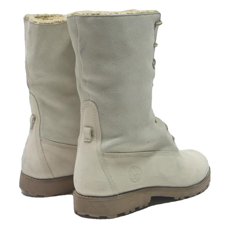 TIMBERLAND Womens Lace-Up Ankle Boots Leather Cream UK 7 Durable Comfortable