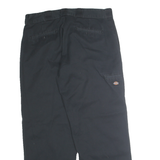 DICKIES Mens Regular Black Cotton Blend Workwear Trousers W36 L30 Zip Closure