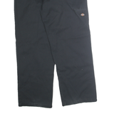 DICKIES Mens Regular Black Cotton Blend Workwear Trousers W36 L30 Zip Closure