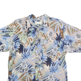 FALLS CREEK Mens Blue Green Brown Floral Rayon Shirt M Short Sleeve Casual