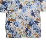 FALLS CREEK Mens Blue Green Brown Floral Rayon Shirt M Short Sleeve Casual