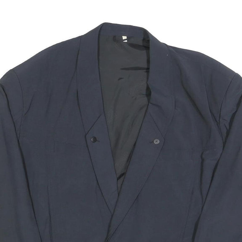 MANHATTEN CLUB Mens Navy Button Jacket M Polyester Blend Plain Classic