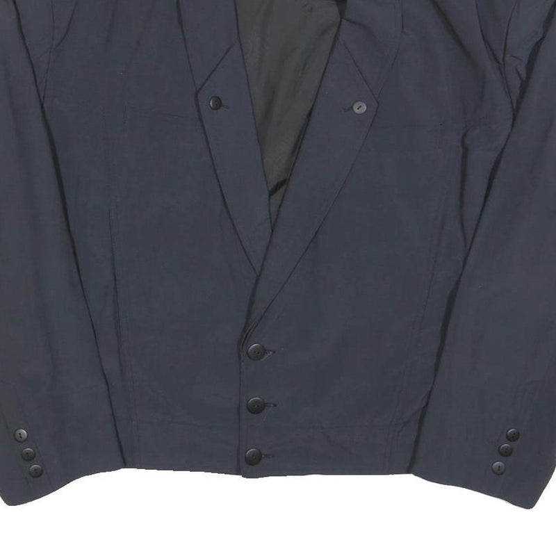 MANHATTEN CLUB Mens Navy Button Jacket M Polyester Blend Plain Classic