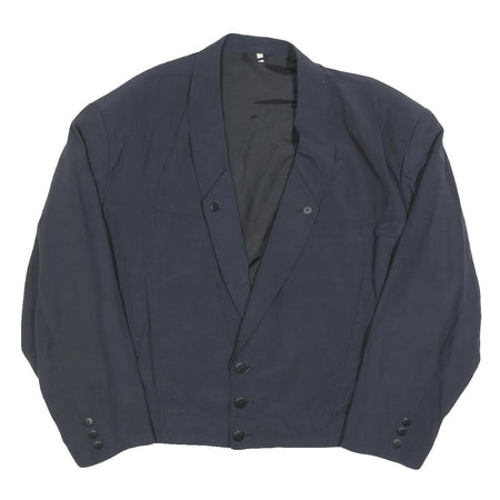 MANHATTEN CLUB Mens Navy Button Jacket M Polyester Blend Plain Classic