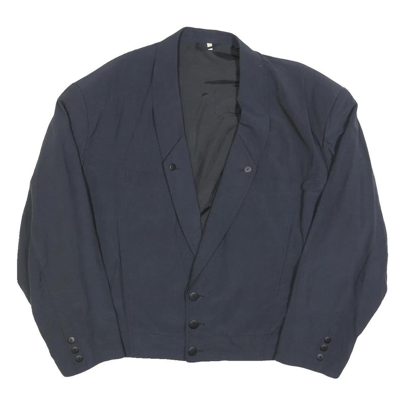 MANHATTEN CLUB Mens Navy Button Jacket M Polyester Blend Plain Classic