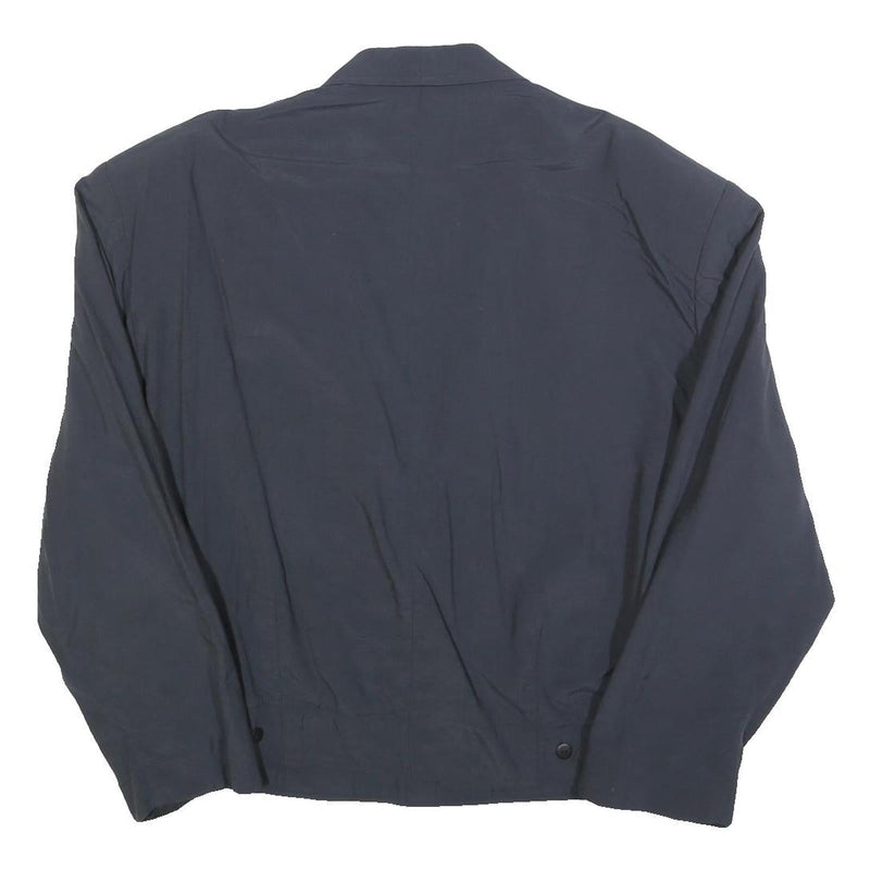 MANHATTEN CLUB Mens Navy Button Jacket M Polyester Blend Plain Classic