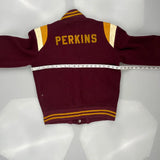 Vintage Perkins Unbranded Varsity Jacket - Medium Burgundy Wool Blend
