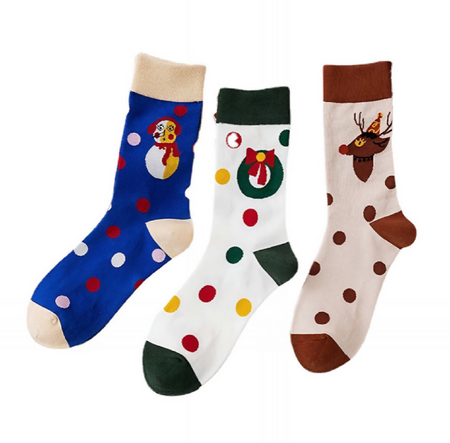 Anyfootwear 3 Pairs Women’s Joyful Holiday Cotton Socks Funny Gift Party