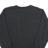 ADIDAS Womens Black Crew Neck Sweatshirt UK 12 Cotton Logo Casual Pullover