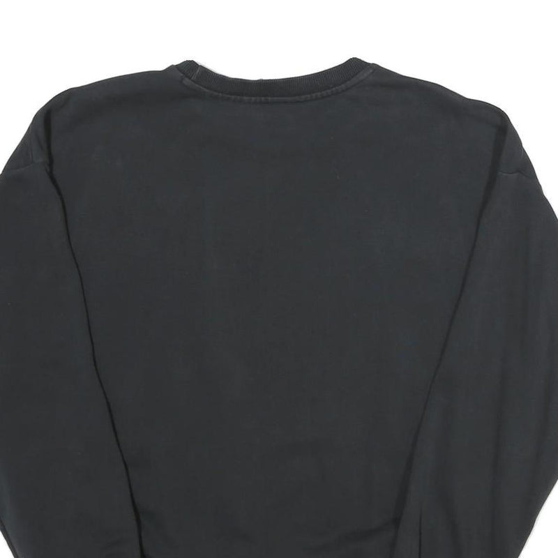 ADIDAS Womens Black Crew Neck Sweatshirt UK 12 Cotton Logo Casual Pullover