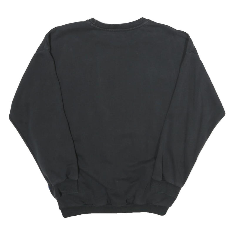 ADIDAS Womens Black Crew Neck Sweatshirt UK 12 Cotton Logo Casual Pullover