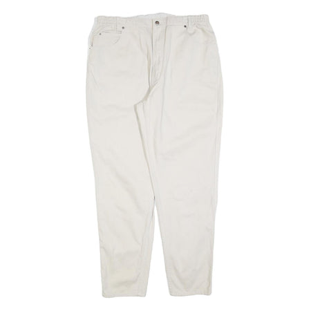 TEDDY'S Womens Cotton Blend White Relaxed Straight Trousers W36 L32 Casual