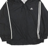 ADIDAS Mens Black White Hooded Jacket M Polyester Blend Zip Sportswear Casual