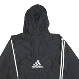 ADIDAS Mens Black White Hooded Jacket M Polyester Blend Zip Sportswear Casual