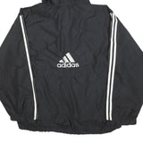 ADIDAS Mens Black White Hooded Jacket M Polyester Blend Zip Sportswear Casual