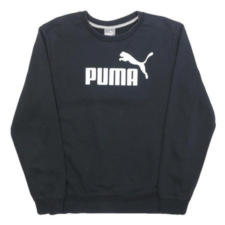 PUMA Mens Black Cotton Blend Crew Neck Sweatshirt S Logo Graphic