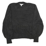 TIME AND TRU Womens Black Sparkle Pullover Plain Crew Neck Basic Knit L Jumper