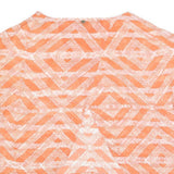 GUESS Womens Orange Printed Top Sleeveless Round Neck S Lightweight