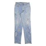 LEVI'S Womens Slim Blue Denim Skinny Jeans W29 L34 Embroidered Distressed