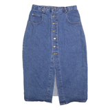 GUESS Womens Blue Denim Button Midi Denim Plain M Cotton Blend Skirt