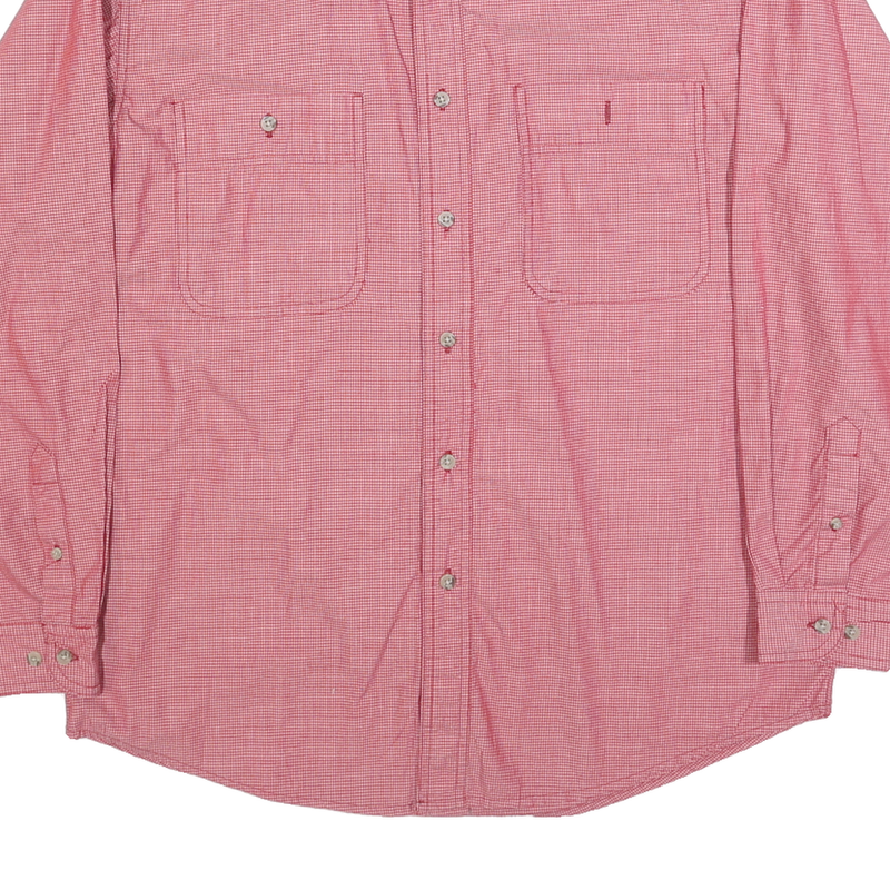 WRANGLER Mens Red & White Cotton Shirt L Long Sleeve Button Pocket Casual