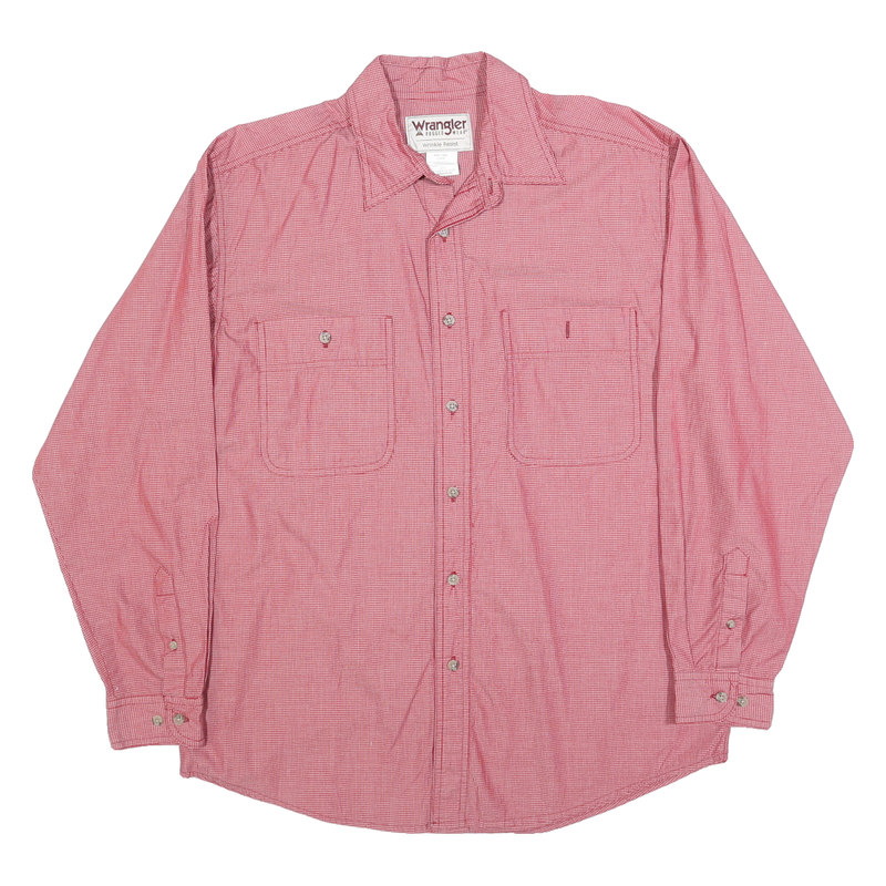 WRANGLER Mens Red & White Cotton Shirt L Long Sleeve Button Pocket Casual