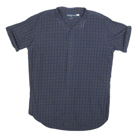 RALPH LAUREN Mens Blue Check Shirt L Classic Fit Cotton Summer Casual