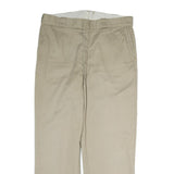 DICKIES Mens Cotton Beige Regular Straight Trousers W36 L30 Workwear Zip Closure