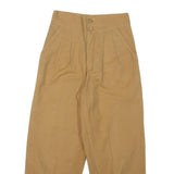 PIZI Womens Cotton Blend Beige Relaxed Wide-Leg Trousers W24 L24 Casual Wear