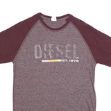 DIESEL Mens Maroon & Burgundy Graphic T-Shirt S Short Sleeve Crew Neck Cotton