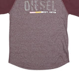 DIESEL Mens Maroon & Burgundy Graphic T-Shirt S Short Sleeve Crew Neck Cotton