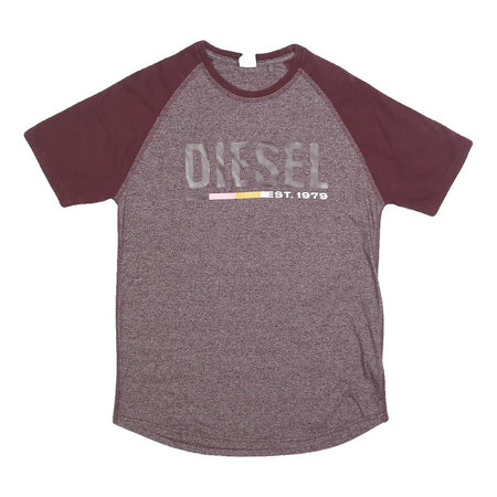 DIESEL Mens Maroon & Burgundy Graphic T-Shirt S Short Sleeve Crew Neck Cotton