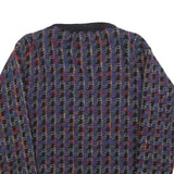 LOTOS Womens Navy & Multicolour Patterned Cardigan V-Neck Chunky Knit M Wool