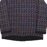 LOTOS Womens Navy & Multicolour Patterned Cardigan V-Neck Chunky Knit M Wool