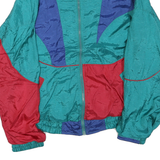 ATHLETIC WORKS Mens Green & Blue & Red Windbreaker Jacket XL Polyester Blend