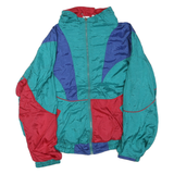 ATHLETIC WORKS Mens Green & Blue & Red Windbreaker Jacket XL Polyester Blend