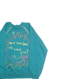 HANES Mens Blue Crew Neck XL Cotton Blend Pullover Sweatshirt Printed Design