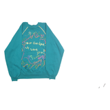 HANES Mens Blue Crew Neck XL Cotton Blend Pullover Sweatshirt Printed Design